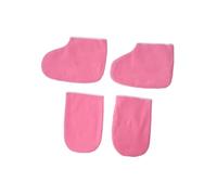 Ipetboom 2 Pairs Paraffin Wax Cloth Gloves and Booties for Heat Preservation Washable Material Snap Closure for Secure Fit Gloves in Pink for Manicure and Foot Care