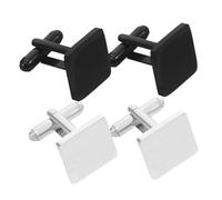 Ipetboom 2 Pairs Stainless Steel Square Cuff Links Set for Men Scratch Resistant Wedding Jewelry Accessories Easy to Install Formal Attire for Business DIY Personalization