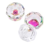Ipetboom 2 Pcs Glass Crystal Nail Dappen Dish with Lid for Acrylic Nails Octagonal Shape for Home Use