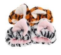 Ipetboom 2 Pcs Makeup Spa Headband Face Wash Headband Animal Ears Headwrap Plush Material Adjustable Elastic Yellow White Print for Skincare Makeup