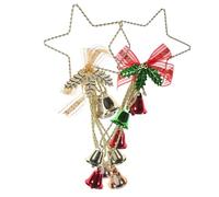 Ipetboom 2 Pcs Metal Christmas Jingle Bells Pendant Red Green Gold Hanging Ornaments for Window Dress Up Creative Tree Decoration Festive Party Accents