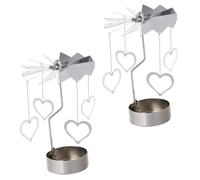 Ipetboom 2 Pcs Rotating Tealight Candle Holders European Style Vintage Windmill Candlestick Set with Heart Pattern for Home Décor and Wedding Table Decoration