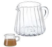 Ipetboom 2 Pcs Small Glass Pitcher - 200ml Elegant Wave Shaped Creamer Pitcher for Coffee, Milk, Tea, Frothing Cup Serving Jug for Kitchen
