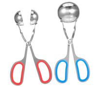 Ipetboom 2 Pcs Stainless Steel Meatball Maker Meat Ball Clamp with Non Stick Scoop for Easy Meatball Shaping Ergonomic Grip Metal Kitchen Tool for Fish Ball and Cookie Dough Making