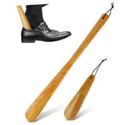 Ipetboom 2 Pcs Wooden Shoe Horns Long Short Handle Lazy Shoe Helpers for Men Women Elderly Durable Design Wear Deformation