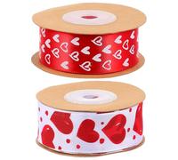 Ipetboom 2 Rolls Valentine Printed Wrapping Ribbon Heart Pattern, 10 Yards Each, Decorative Flower and Packaging Tape for Valentine’S Day and Wedding Celebration