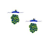 Ipetboom 2 Sets Adorable Cartoon Photo Props Hand Knitted Peacock Costume with Skin Friendly Headband for Newborns Blue Green for Under Months
