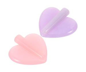 Ipetboom 2 Sets Heart Shape Embossed Nail Bending Mold with Frosted Curvature Acrylic Nail Art Bending Tool for Manicure Decoration