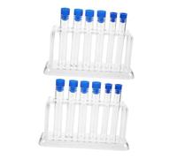 Ipetboom 2 Sets Transparent Test Tubes with Caps and Rack for Scientific Experiments Educational Lab Use Multipurpose Clear Plastic Tube Holder for Students Researchers Random Color