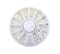 Ipetboom 200 Pieces Mixed Size 2mm/3mm Beige Flat Back Pearl Cabochons Nail Decoration Half round Pearls for Nail Art DIY Craft Embellishments