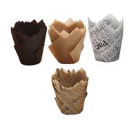 Ipetboom 200pcs Tulip Shape Heat Resistant Cake Packing Cups Oil Baking Liners for Cupcakes Muffins Cakes Biodegradable Paper for Kitchen Supply and Party Use
