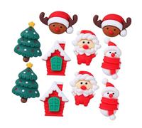 Ipetboom 20Pcs Christmas DIY Resin Decorations Set Small Xmas Adornments Santa Claus Tree Theme Craft Accessories for Holiday DIY Projects