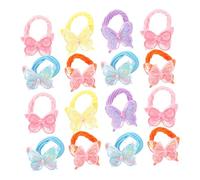 Ipetboom 20pcs Glitter Butterfly Hair Elastics for Soft Comfortable Elastic Hairbands with Sparkling Bow Design Colorful Ponytail Holders for Daily Wear and Parties