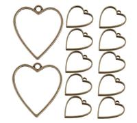 Ipetboom 20pcs Heart Frame Necklace Pendant Open Bezels Romantic Love Charms for DIY Jewelry Making Accessories Vintage Bronze Hollow Design Compatible with Various Craft Supplies