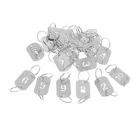 Ipetboom 20pcs Hollow Stainless Steel Number Key Tags 1-20 with Double Holes, Metal Engraved Keychain Labels for Hotel Keys, Locker, Dormitory and Home Organization