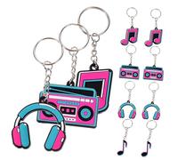 Ipetboom 20pcs Music Style PVC Key Chains Musical Note Pendant Keyrings Vintage Party Decor Accessories for Bags and Favors Music Themed Keyrings