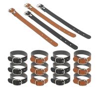 Ipetboom 20pcs Pu Leather Luggage Tag Straps Set - 7 Inch Black and Brown Travel Strap Loops with Buckle for Suitcases, Backpacks, and Business Luggage Id Holders
