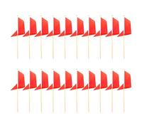 Ipetboom 20pcs Red Triangle Construction Site Marking Flags Bamboo Stakes - High Visibility Lawn and Pipeline Warning Flags for Outdoor Safety and Ground Boundary Marking
