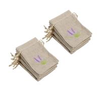 Ipetboom 22pcs Small Linen Drawstring Bags with Elegant Lavender Embroidery Refillable Sachets for Jewelry Dried Flowers and Spice Organization Versatile Burlap Pouches for Personal and
