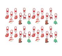 Ipetboom 24PCS Christmas Keychains Set Reindeer Santa Snowman Gingerbread Man and Stocking Ornaments, Xmas Keyring Party Favors Decoration for Holiday