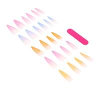 Ipetboom 24pcs Rainbow Gradient Coffin False Nails Press on Super Long Waterdrop Shape Artificial Nail Tips for Accessories