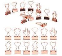 Ipetboom 24Pcs Rose Gold Metal Paper Binder Clips Heart, Cat, Penguin, Cactus, Diamond Cherry Blossom Shapes - Decorative Mini Clips for Office, School, Photo and File Organization