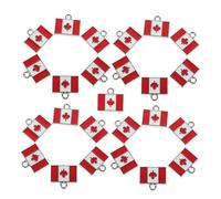 Ipetboom 25pcs Canadian Flag Enamel Charms Alloy Maple Leaf Pendants for DIY Jewelry Keychain Handbag Decoration Canada Day Party Favors