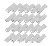 Ipetboom 25pcs Stainless Steel Rectangle Keyring Blanks Metal Tags for DIY Jewelry Making Dog Id Keychain Charms Portable Stamping Blanks for Craft Projects