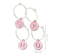 Ipetboom 26pcs Alphabet Wine Glass Charms Set with Light Pink Silicone Rings Wine Bottle Charms for Parties Gathering Drink Markers A-z