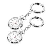 Ipetboom 2Pc Keychain Shaped Nurse Pocket Watches with Clear Scale Dial Accurate Timekeeping for Medical Staff and Elderly Silver Chest Hanging Watches for School and Work