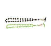 Ipetboom 2Pcs 33-Bead Tasbih Prayer Beads Set for Muslims, Black and Green Crystal Glass Worship Beads for Meditation and Religious Use, Portable Islamic Tasbeeh for Home and Travel