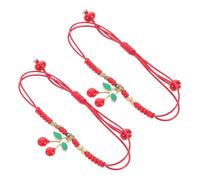 Ipetboom 2pcs Adjustable Cherry Woven Bracelet Friendship Jewelry for Handwoven Fruit Design Rope Bracelets Symbolizing Strong Bonds Stylish for Daily Wear Parties and Travel