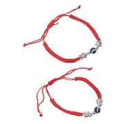 Ipetboom 2pcs Adjustable Handwoven Red String Bracelets with Elephant and Turtle Charms, Blue Evil Eye Beads Lucky Couple Bracelets for Women, Handmade Wrist Jewelry for Valentine’s Day