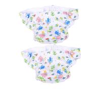 Ipetboom 2pcs Adult Cloth Diapers Unisex Washable Reusable Incontinence Briefs with Adjustable Snaps Breathable Leak-Resistant Polyester Print Design for Seniors Disability Postpartum