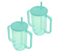 Ipetboom 2pcs Adult Sippy Cup for Elderly with Spillproof Lid and Straw Leak-Resistant Feeding Mug for Bedridden Patients Easy-Clean Non-Spill Drinking Cup with Handles for Seniors and