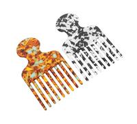 Ipetboom 2pcs Afro Hair Picks Wide Tooth Comb Anti-static Acetate Styling Detangling Tool for Men Women Curly Hair Precision Sectioning Highlighting Salon Home Use