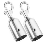 Ipetboom 2pcs Aluminium Alloy Guardrail Lanyard Hooks for Ropes and Railings, Silver Rope End Caps with Easy Installation, Versatile Use for Isolation Places and Welcoming Party