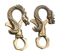 Ipetboom 2Pcs Antique Brass Keychain Buckles Chinese Dragon Keychain Clasps for Men Vintage Style Heavy-Duty Key Holder Accessories
