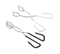 Ipetboom 2pcs Barbecue Clip Food Tongs with Scald Long Handles Ergonomic Non Slip Grill Holder for Bread Steak and BBQ Kitchen and Outdoor Cooking Accessories Black and White