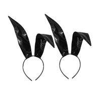Ipetboom 2pcs Black Bunny Ears Headband for Women Chic Halloween Costume Accessory with Playful Rabbit Ear Design Stylish Festival Hairband for Cosplay and Dress Up