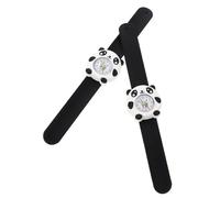 Ipetboom 2pcs Boy Girl Panda Silicone Wristwatch Cute Design Teaching for Boys and Girls Portable Cartoon Watch