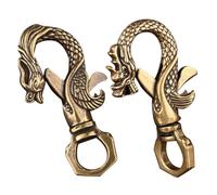Ipetboom 2Pcs Brass Dragon and Keychain Clips Antique Clasps Key Rings with Integrated Structure for Men Unique Chinese Style