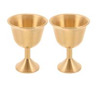 Ipetboom 2pcs Brass Goblet Cup with Comfortable Grip and Lasting Durability, Classic Medieval Style Stemmed Cup for Ceremony and Banquet Use, Elegant Vintage Metal Drinkware Goblet