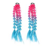 Ipetboom 2pcs Bubble Ponytail Extension With Elastic Tie Braided Ponytail Hair Extensions Synthetic Hairpiece For Kids Women Girls Festival Daily Wear