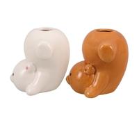 Ipetboom 2pcs Cartoon Animal Toothbrush Holder for Bathroom Toothpick Dispenser with Slip Resistant Base Quick Drying Storage Rack for Family and Guest Spaces