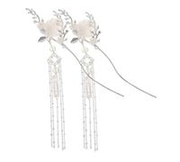 Ipetboom 2pcs Chinese-style Hair Chopsticks for Women Retro Moon and Flower Hairpins with Tassels Lightweight Traditional Hanfu Hair Accessories for Festivals and Special Occasions