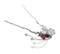 Ipetboom 2pcs Chinese-style Hair Sticks with Snowflake Pattern Elegant Asian Hair Ornaments for Women Traditional Silver Black Hairpins with Dangling Tassels Secure Design for Cultural