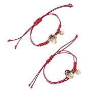 Ipetboom 2pcs Chinese Style Opera Ornament Red Rope Bracelets Traditional Woven Hand Chains with Auspicious Symbolism Peaceful Charm