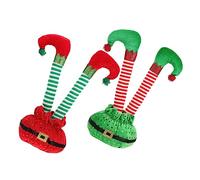 Ipetboom 2pcs Christmas Elf Legs Decoration Festive Lawn Garden Prop Soft Safe Material for Indoor Party Supplies Red Green Holiday Accent