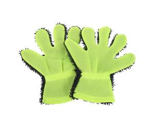 Ipetboom 2pcs Coral Fleece Car Wash Mitts with 5-finger Design Double-sided Microfiber Gloves for Scratch-free Car Detailing and Flexible Operation and Exterior Cleaning